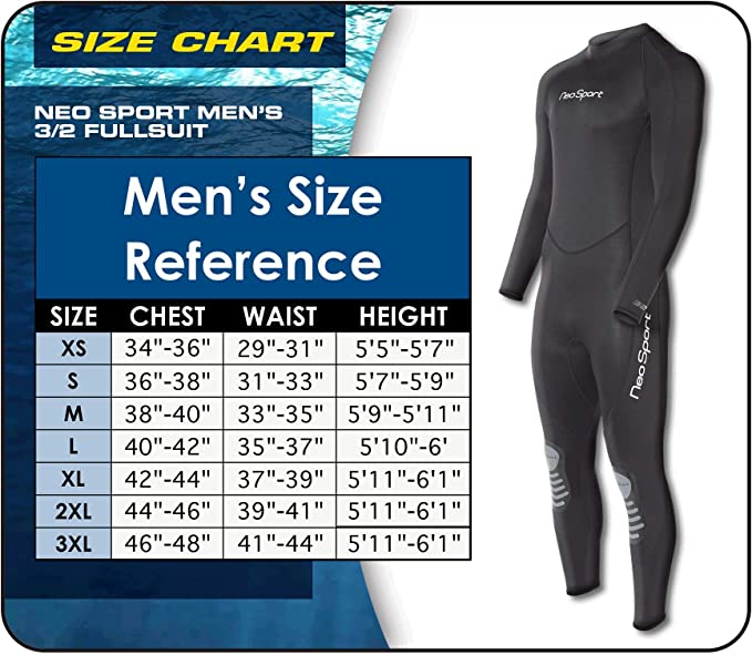 Open Box NeoSport 3/2mm Men’s Neoprene Backzip Jumpsuits-Black-Medium - DIPNDIVE