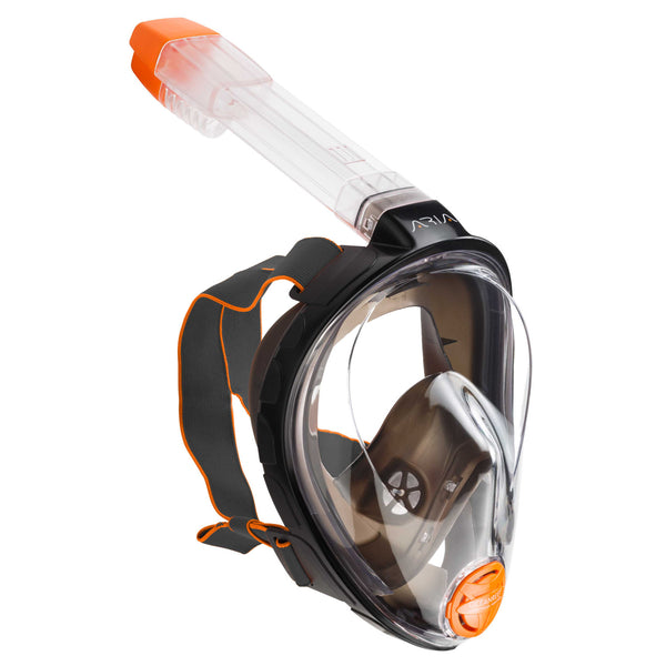 Open Box Ocean Reef Aria Classic Full Face Snorkel Mask, Black, Size: Large / Extra Large - DIPNDIVE