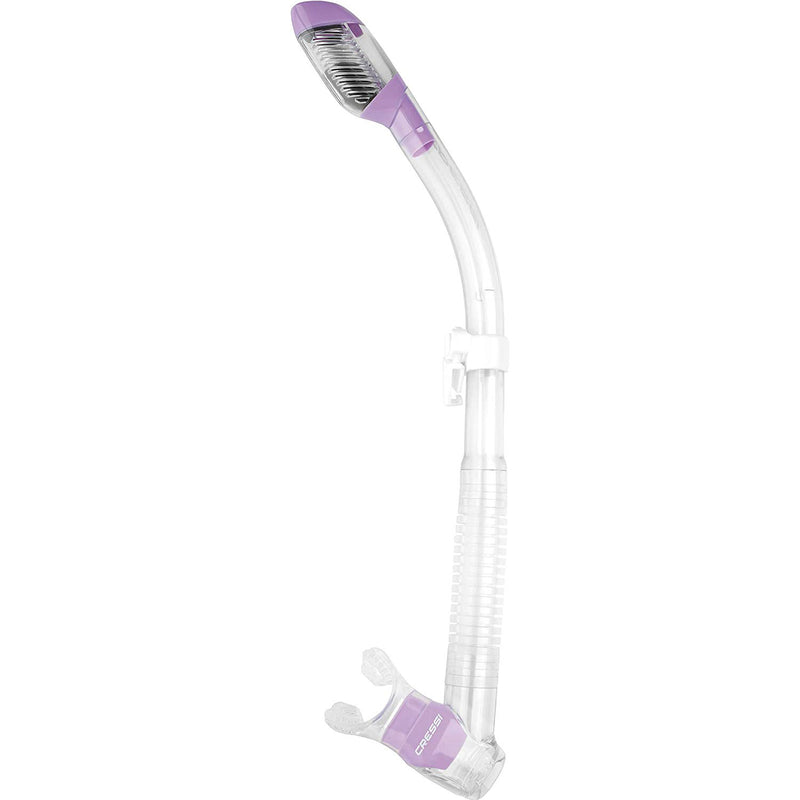 Used Cressi Supernova Dry Adult Size Snorkel-Clear / Lilac - DIPNDIVE