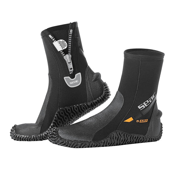 Open Box Seac 5mm Neoprene Basic HD Scuba Boots with Side Zipper, Size: X-Large - DIPNDIVE