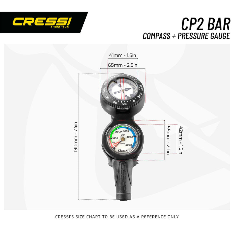 Cressi Console CP2 - Pressure Gauge and Compass for Scuba Diving - DIPNDIVE