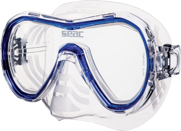 Used Seac Giglio MD Soft Silicon Mask - Clear Silicone Blue - DIPNDIVE