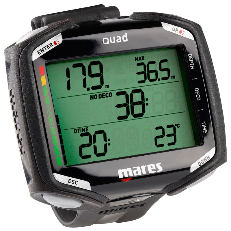 Open Box Mares QUAD Scuba Dive Computer - Black / Black - DIPNDIVE