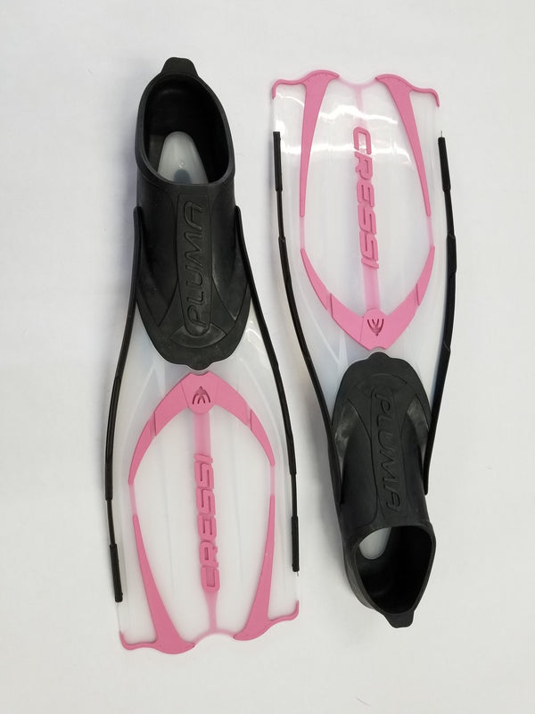 Used Cressi Pluma Full Foot Fins-Clear / Pink 39-40 - DIPNDIVE