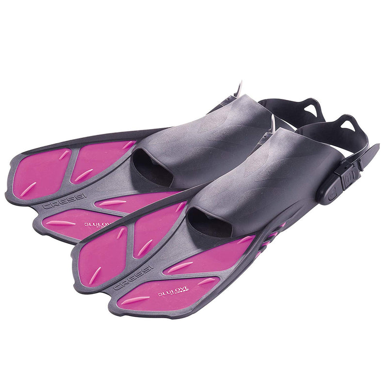 Used Cressi Bonete Open Heel Snorkeling Fins-Pink, Size: Small/Medium - DIPNDIVE