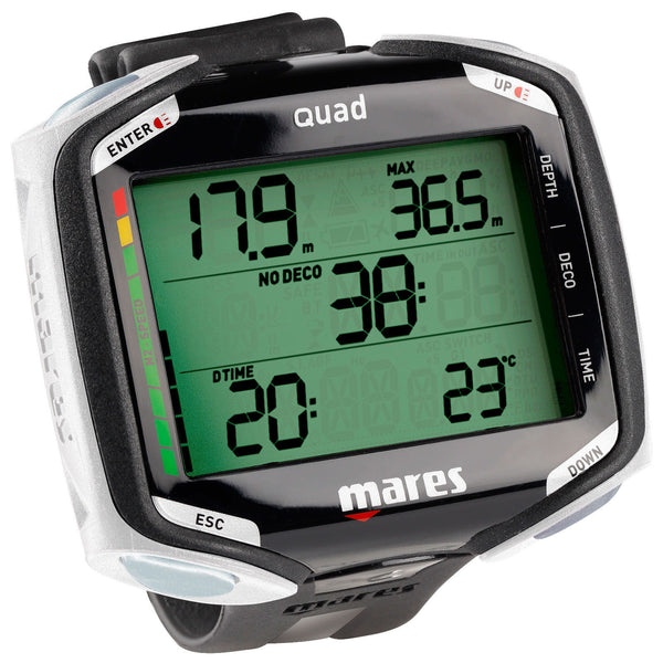 Open Box Mares QUAD Scuba Dive Computer - Black / White - DIPNDIVE