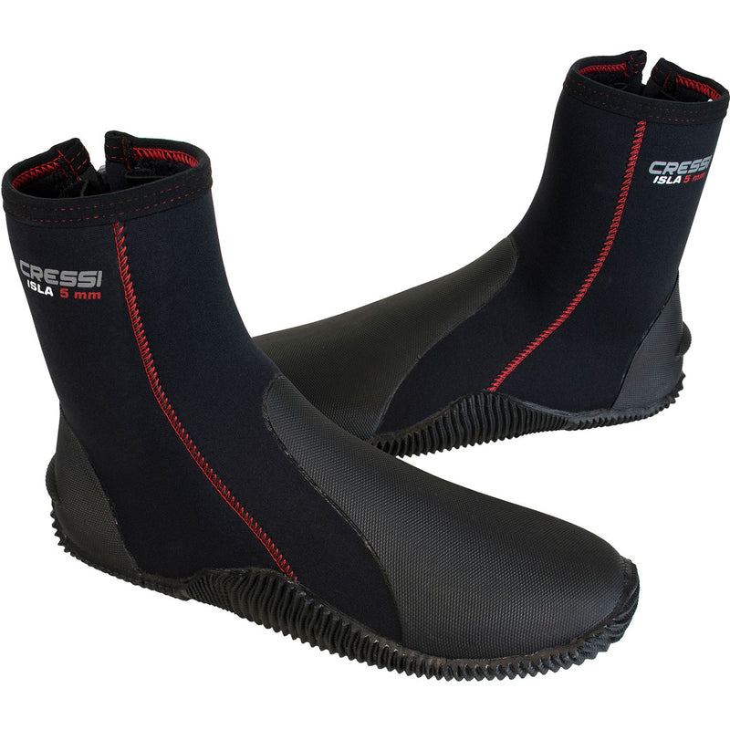 Used Cressi 5mm ISLA W/SOLE Boots BLACK / RED - 13 - DIPNDIVE