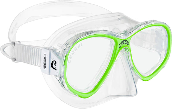 Open Box Cressi Perla Jr Scuba Dive Mask - Clear/Lime - DIPNDIVE