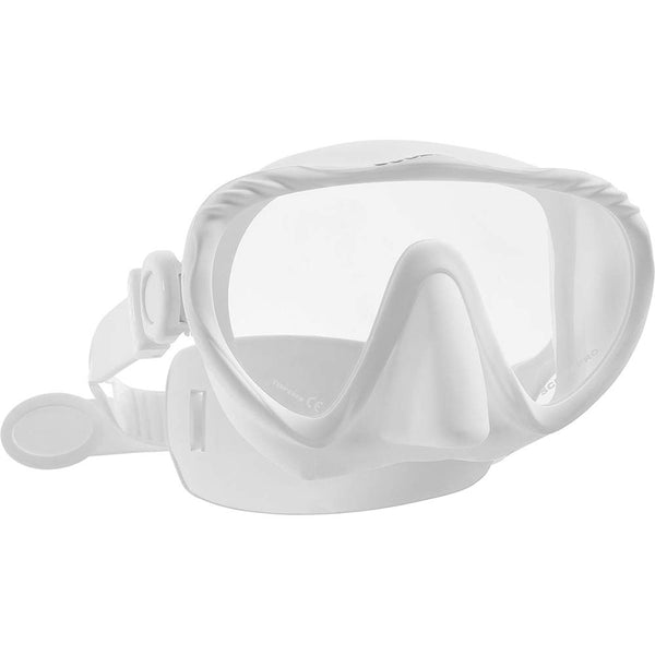 Used ScubaPro Ghost Dive Mask with EZ Open Strap - White - DIPNDIVE