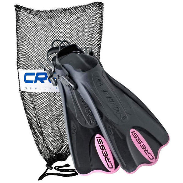 Open Box Cressi Palau Short Fins with Mesh Bag Snorkel Packages - Pink-XSMSM - DIPNDIVE