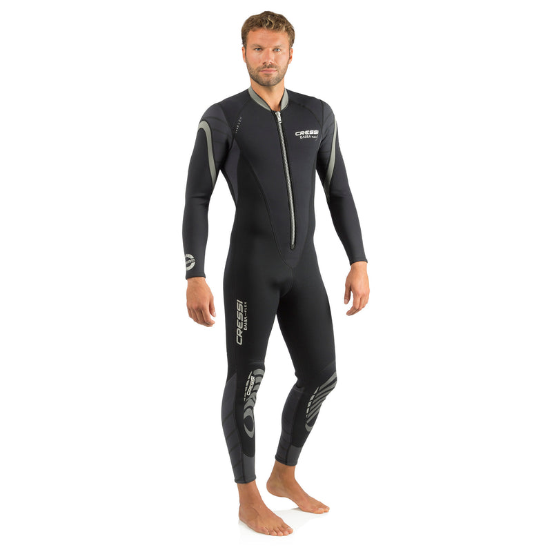 Used Cressi 2.5mm Mens Bahia Flex Front-Zip Full Wetsuit, Black / Grey, Size: XX-Large - DIPNDIVE