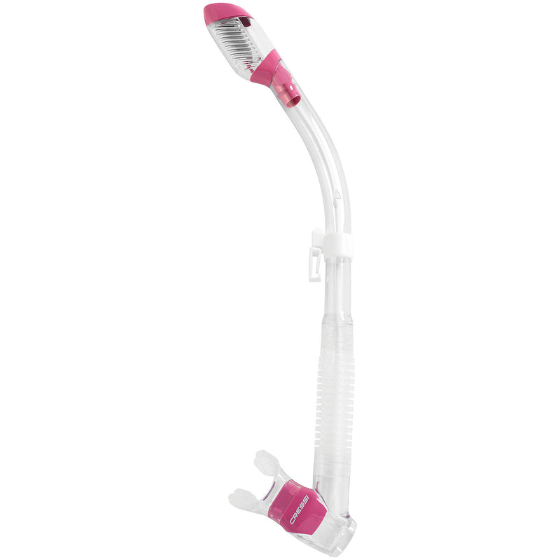 Used Cressi Supernova Dry Adult Size Snorkel-Clear / Pink - DIPNDIVE