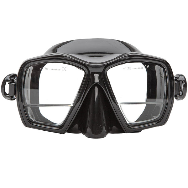 Used XS Scuba Gauge Reader Down View Design Scuba Dive Mask - Black Silicone - DIPNDIVE