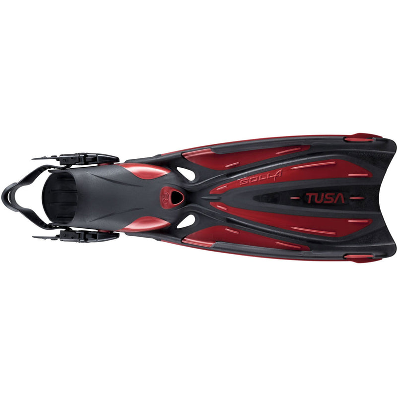 Used Tusa Open Heel Solla Dive Fins-Metallic Dark Red-Large/X-Large - US M:10-14 / W:12-15 - DIPNDIVE