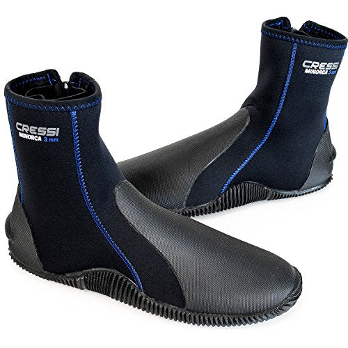 Used Cressi Minorca Tall 3mm Dive Boots Black / Blue - 5 - DIPNDIVE