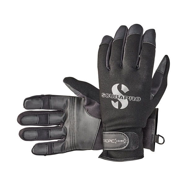 Open Box ScubaPro 1.5 mm Tropic Dive Gloves, Black, Size LG - DIPNDIVE