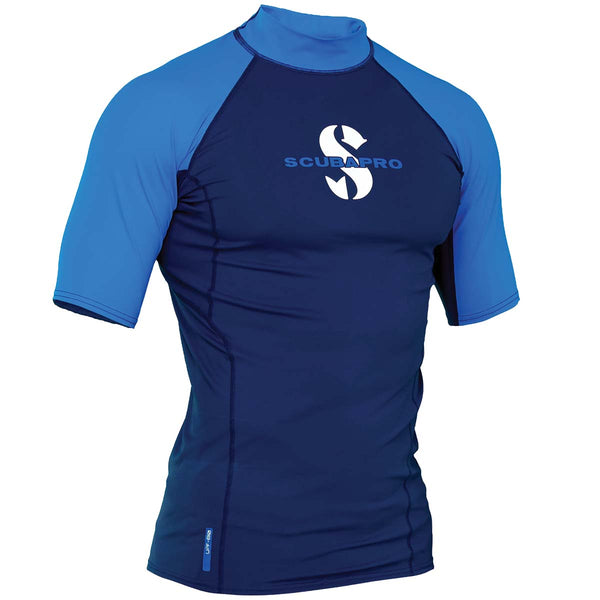 Open Box ScubaPro Men's UPF 80 T-Flex Short Sleeve Rash Guard, Aegean, Size: Medium - DIPNDIVE