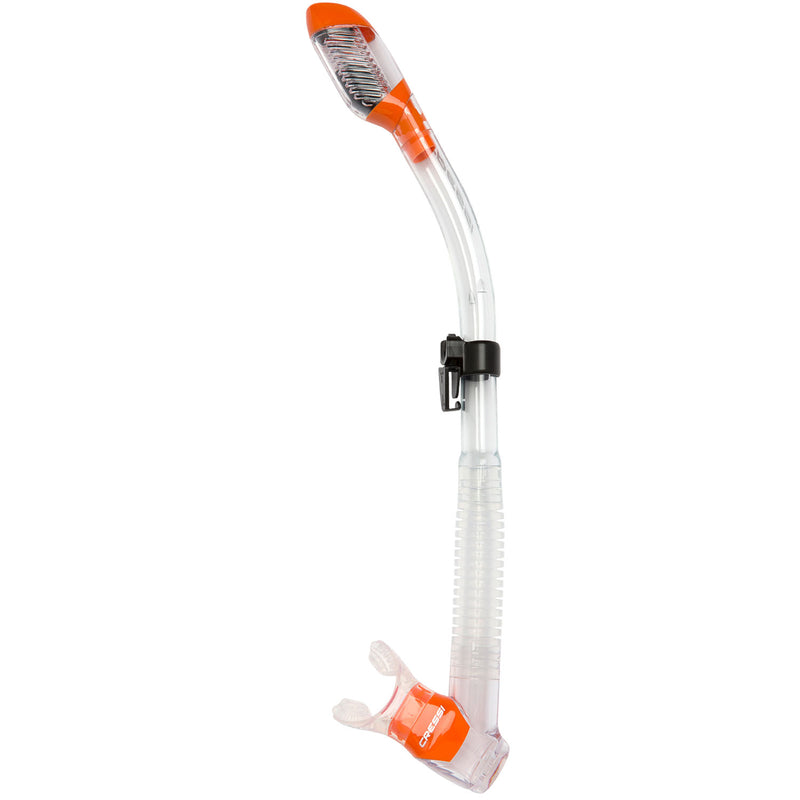 Open Box Cressi Supernova Dry Adult Size Snorkel-Clear / Orange - DIPNDIVE