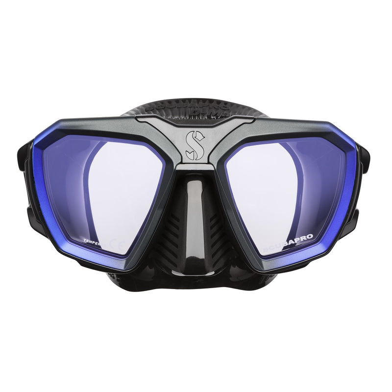 Open Box ScubaPro D-Mask Diving Mask - Black/Blue, Size: Wide - DIPNDIVE