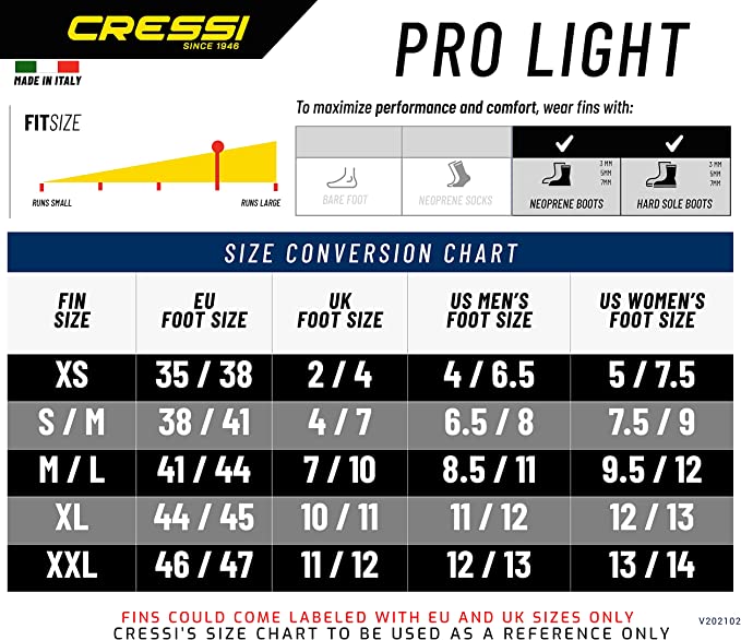 Used Cressi Pro Light Open Heel Scuba Dive Fins - Blue, Size: XSmall - DIPNDIVE