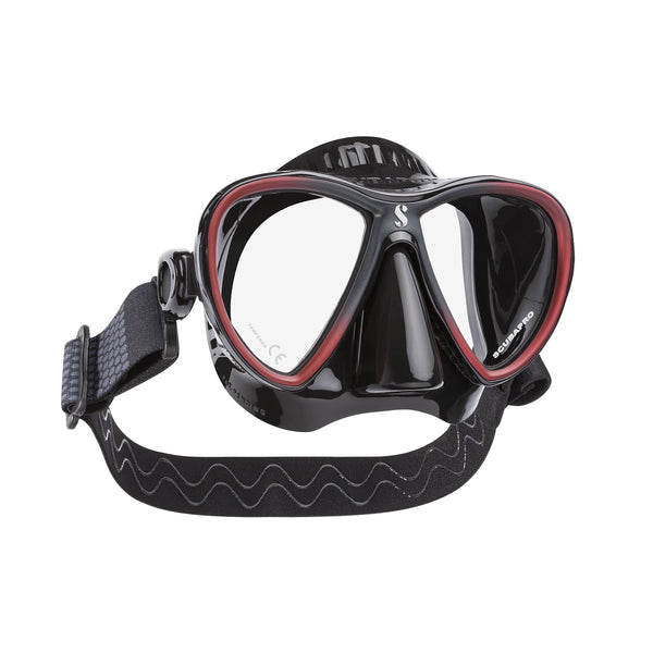 Used ScubaPro Synergy 2 Twin Mask with Comfort Strap - Black/Red Black Skirt - DIPNDIVE