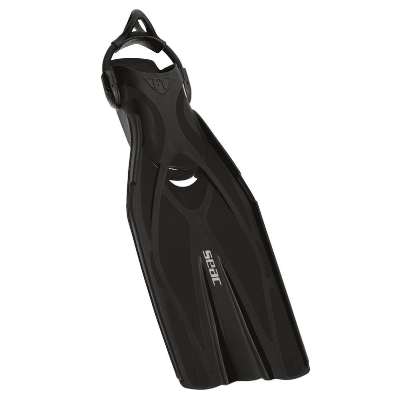 Used Seac F1 Open Heel Fin with Bungee Straps, Black, Size: Medium/Large - US M:8-9	/ W:9-10 - DIPNDIVE