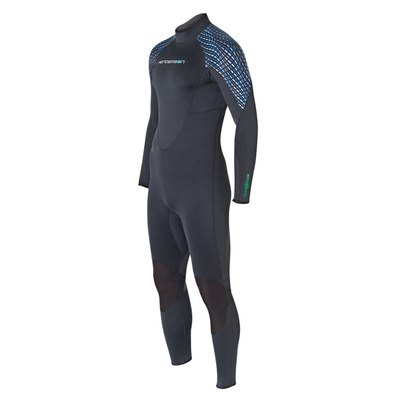 Open Box Henderson 3mm Mens Greenprene Back Zip Full Wetsuit - Black/Blue/Silver - X-Large - DIPNDIVE