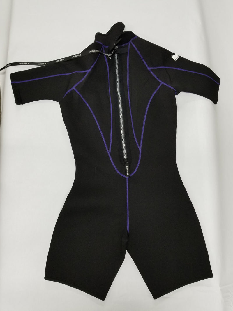 Cressi 2.5mm Lady Tortuga Shorty Wetsuit, Black / Lilac, Size: X-Large (Open box) - DIPNDIVE