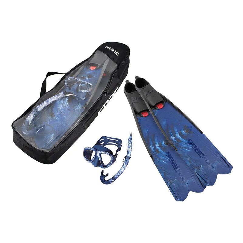 Open Box Seac Motus Tris Freediving and Spearfishing Set - Camo Blue, Size: 6.5-7 / EU:39-40 - DIPNDIVE