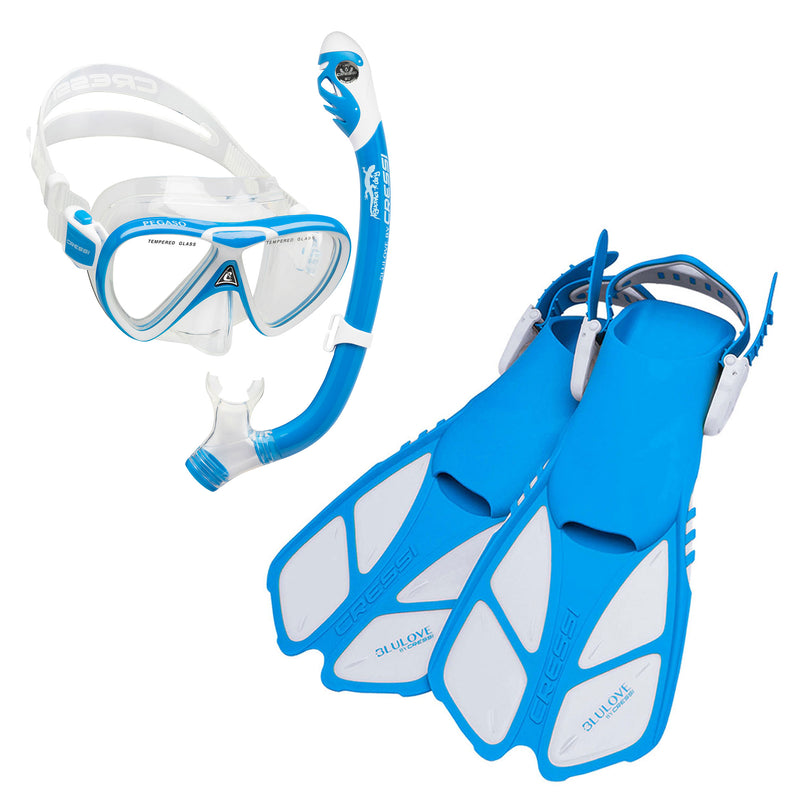 Open Box Cressi Mini Bonete Pro Dry Set Children, Blue / White, Size: Large/X-Large - DIPNDIVE