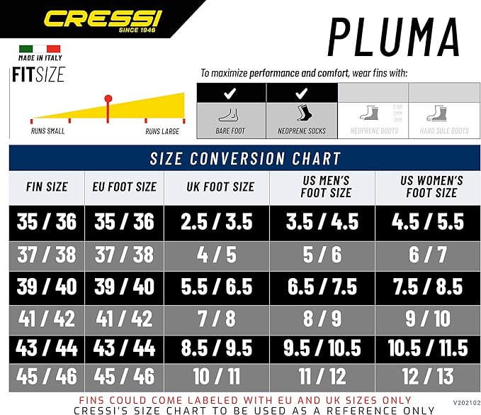 Open Box Cressi Pluma Full Foot Fins-Black / Silver / 43-44 - DIPNDIVE