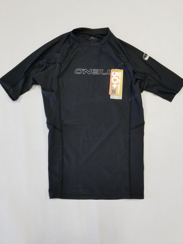 Used O'Neill Basic Skins Short Sleeve Rash Guard, Black, Large - DIPNDIVE