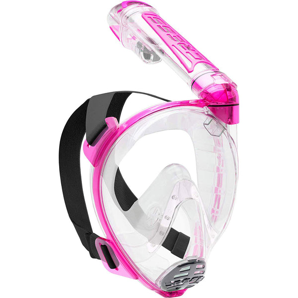 Used Cressi Duke Dry Full Face Mask, Clear/Transparent Pink, Small/Medium - DIPNDIVE