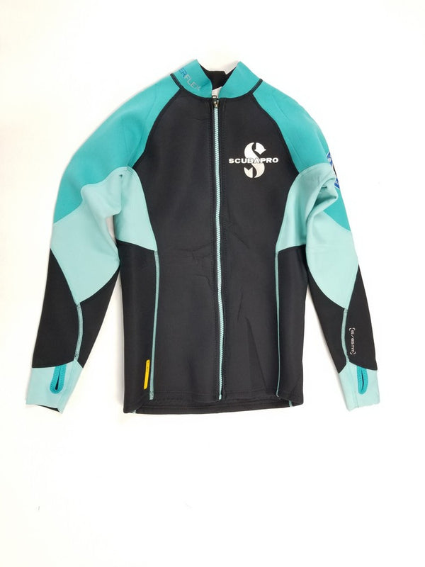 Used ScubaPro Women's 1.5mm Everflex Long Sleeve Rash Guard, Teal, Medium - DIPNDIVE