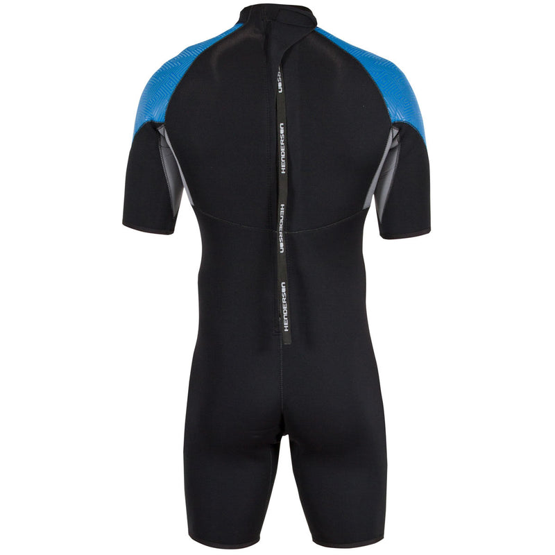 Open Box Henderson 3mm Mens Thermoprene Pro Back Zip Shorty Wetsuit - Black/Blue - Small - DIPNDIVE