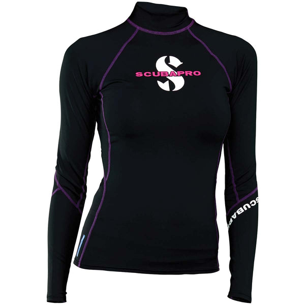 Used ScubaPro Womens UPF 80 T-Flex Long Sleeve Rash Guard-Onyx-Small - DIPNDIVE