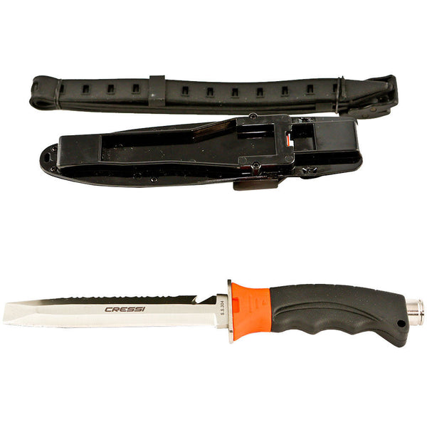 Open Box Cressi Borg Scuba Dive Knife-Blunt Point - Orange - DIPNDIVE