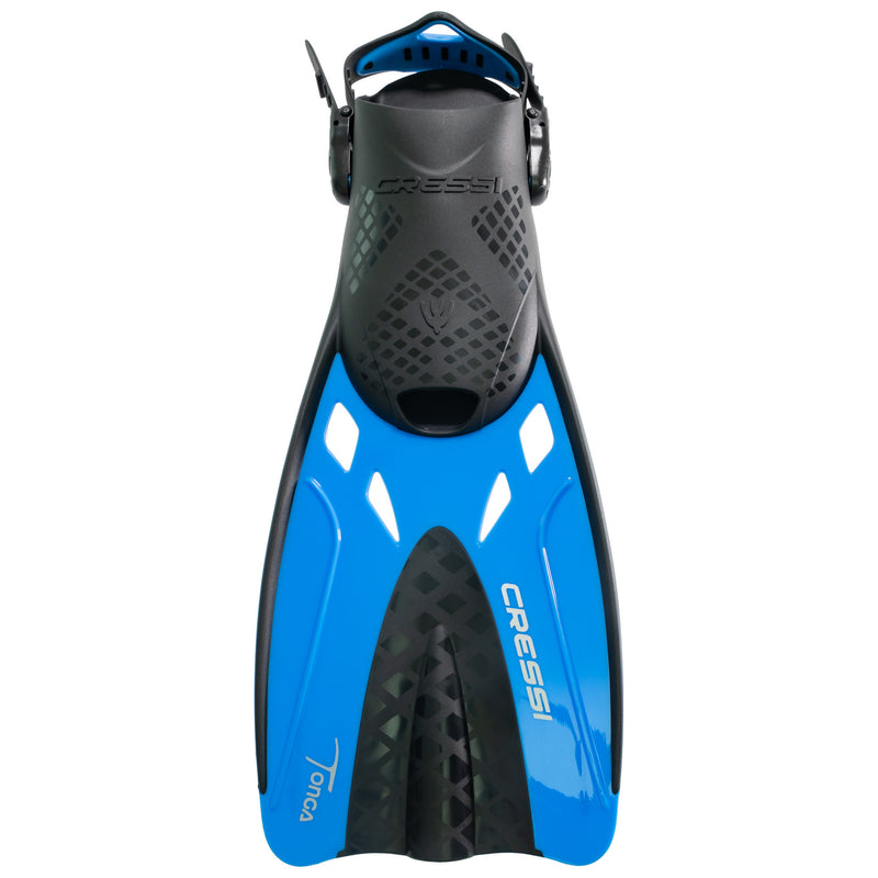 Open Box Cressi Tonga Short Open Heel Fins - Black/Blue - Large/X-Large - DIPNDIVE