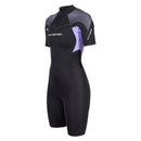 Open Box Henderson 3mm Womens Thermoprene Pro Back Zip Shorty Wetsui - Black / Lavender - 14 - DIPNDIVE
