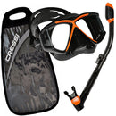 Cressi Panoramic 4 Window Mask Supernova Dry Adult Size Snorkel Combo Carring Bag Packages - DIPNDIVE