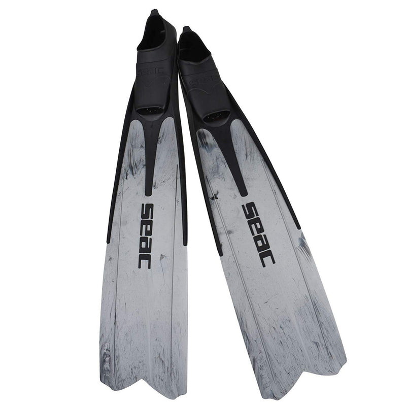 Open Box Seac Shout Camo Long Free Diving Soft and Powerful Fins for Spearfishing, Grey, Size: 39/40 EU (6.5-7) - DIPNDIVE