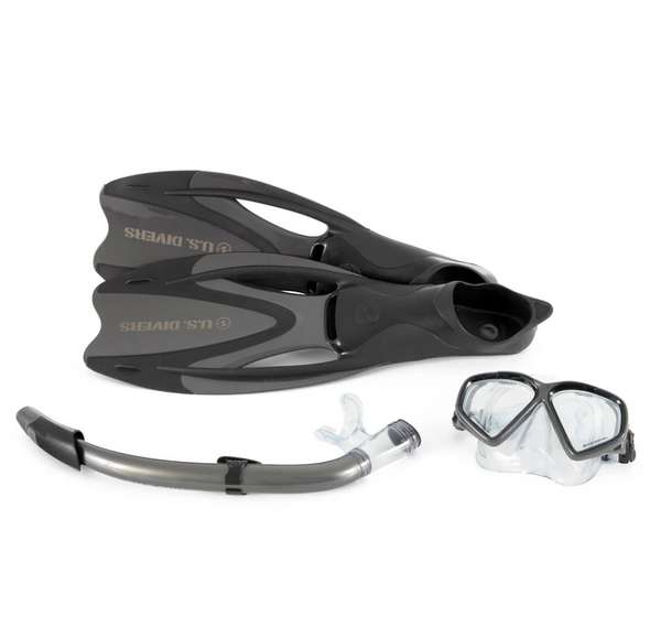 Open Box U.S. Divers Adult Cozumel Mask / Seabreeze II Snorkel / ProFlex Fins / Gear Bag Set / ML / 8 - 9.5 - DIPNDIVE