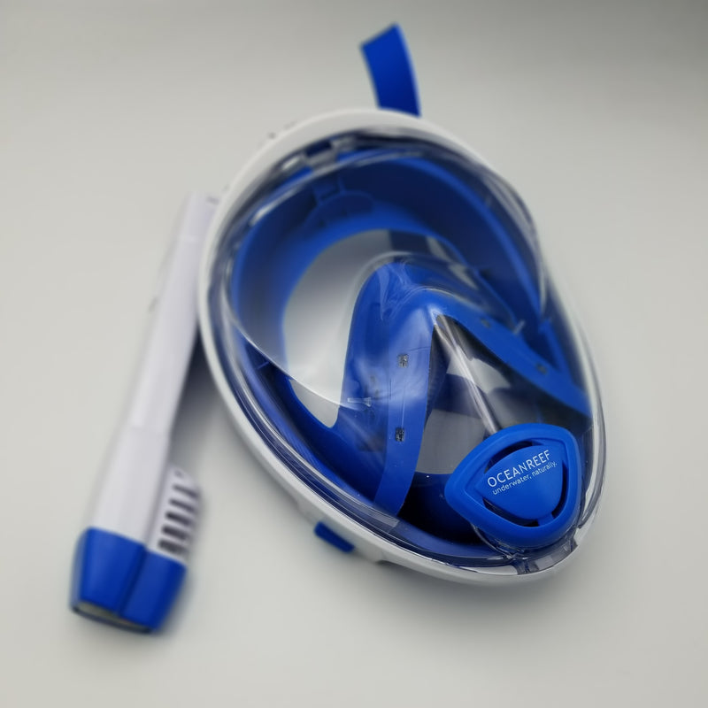 Used Ocean Reef UNO Full Face Snorkel Mask - Blue, Size: Large/X-Large - DIPNDIVE