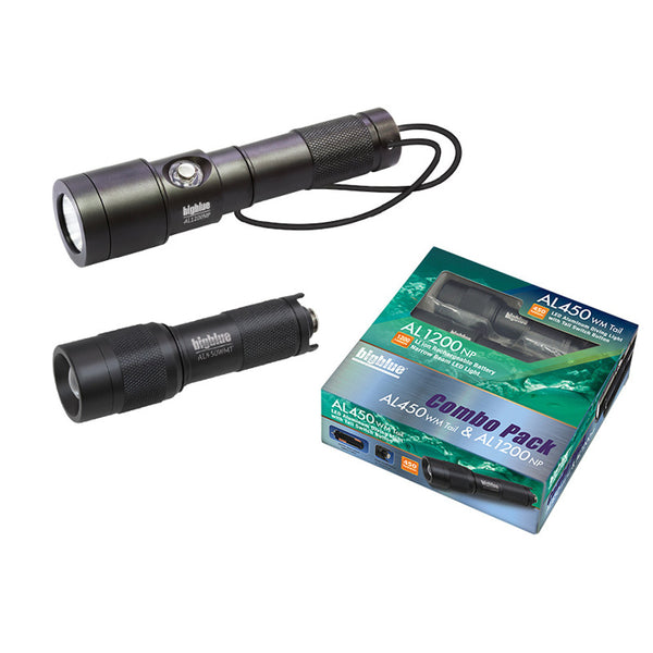 Open Box BigBlue Dive Light Combo Pack, AL450WM Tail Black & AL1200NP - DIPNDIVE