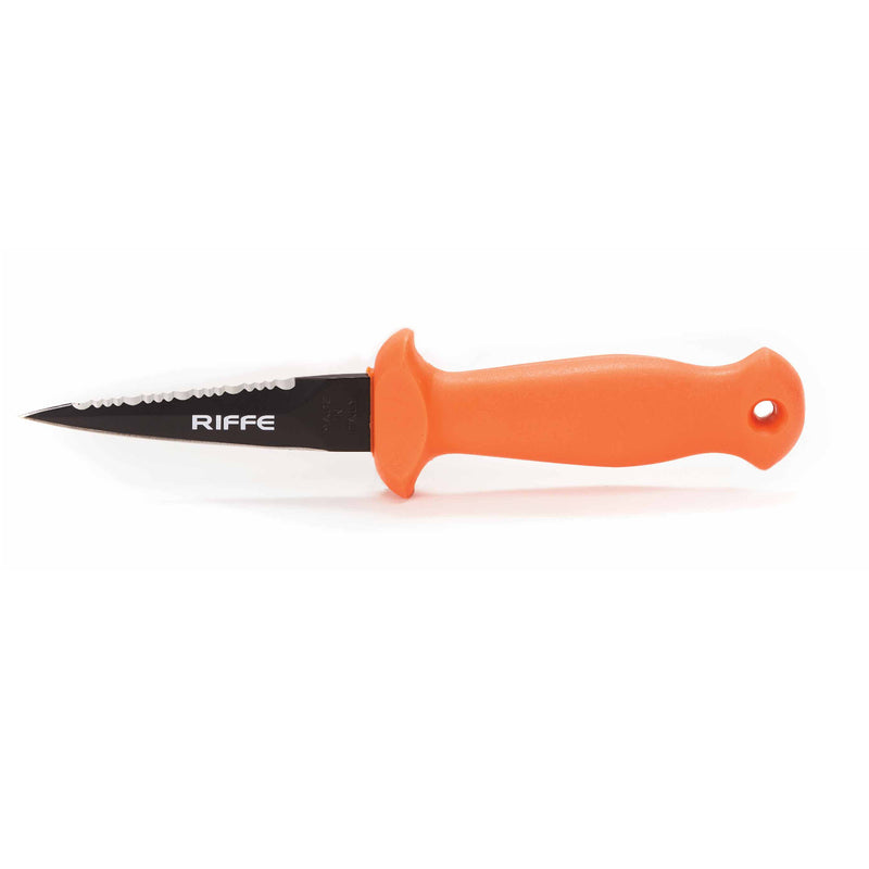 Riffe Stubby Knife Safety Orange Handle - DIPNDIVE