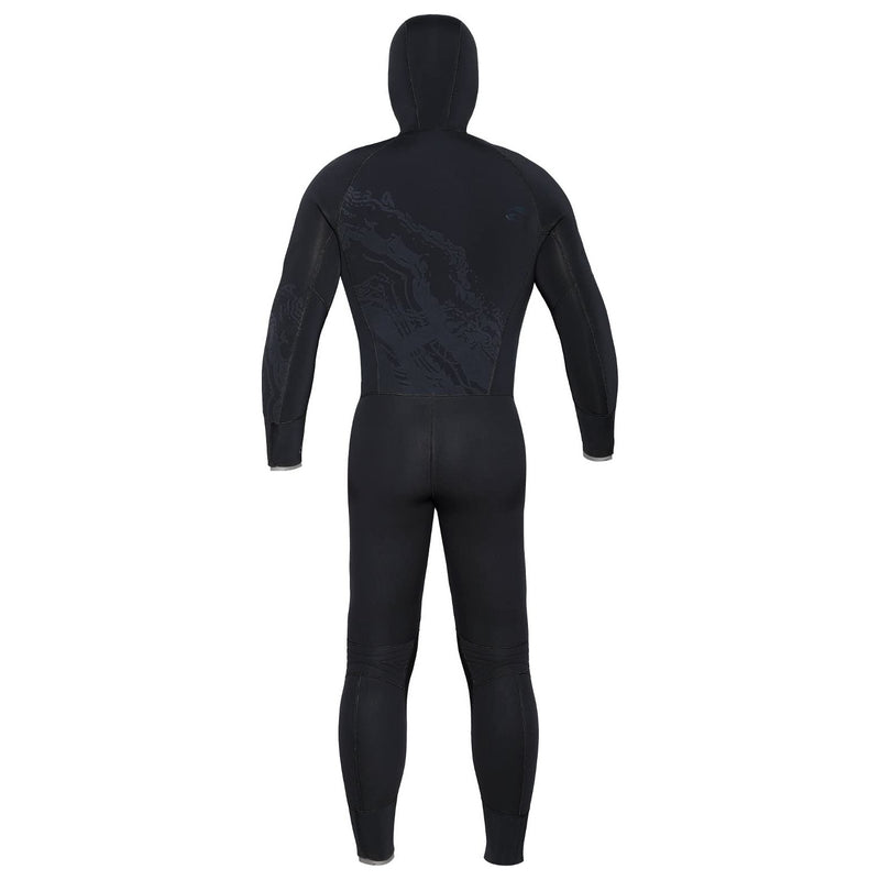 Open Box Bare 8/7mm Mens Velocity Hooded Semi Dry Wetsuit -Black-Medium - DIPNDIVE