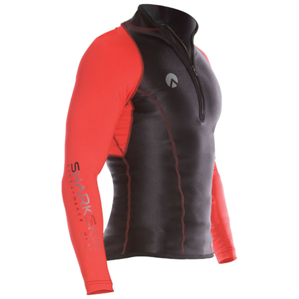 Open Box Sharkskin Mens Performance Wear Long Sleeve, Black / Red, Size: Small - DIPNDIVE