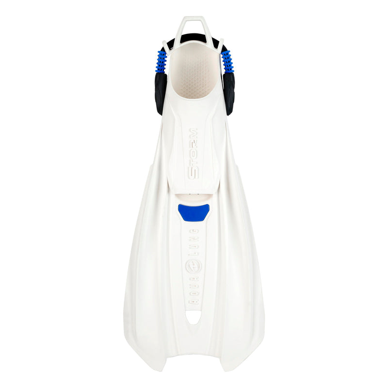 Open Box Aqua Lung Storm Dive Fins - White Arctic / Blue, Size: Large/X-Large - DIPNDIVE