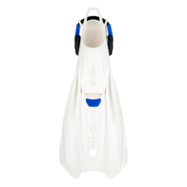 Used Aqua Lung Storm Dive Fins - White Arctic / Blue, Size: Large/X-Large - DIPNDIVE